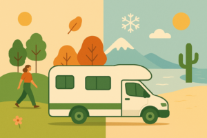 Autocaravana limpia y bien mantenida en paisaje natural - Guía de limpieza y mantenimiento